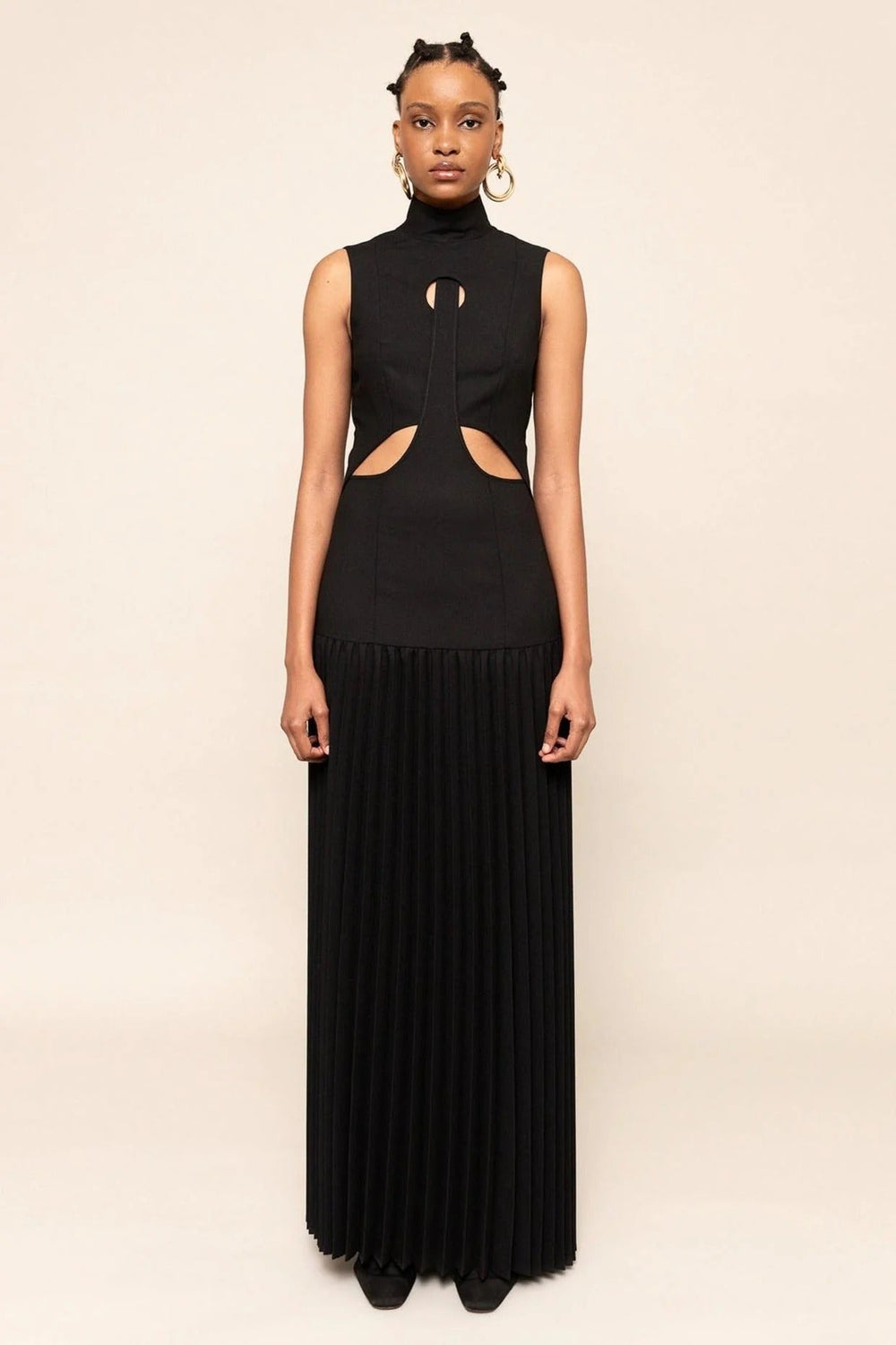 Pleated Cutout Maxi Dress Newgew Dresses