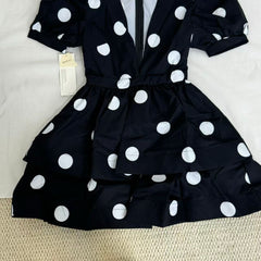 Printed Deep-V Polka-Dot A-Line Dress PinTow
