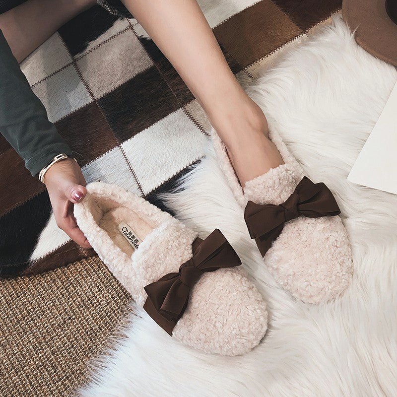 Women Casual Bowknot Woolen Winter Shoes Newgew Shoes