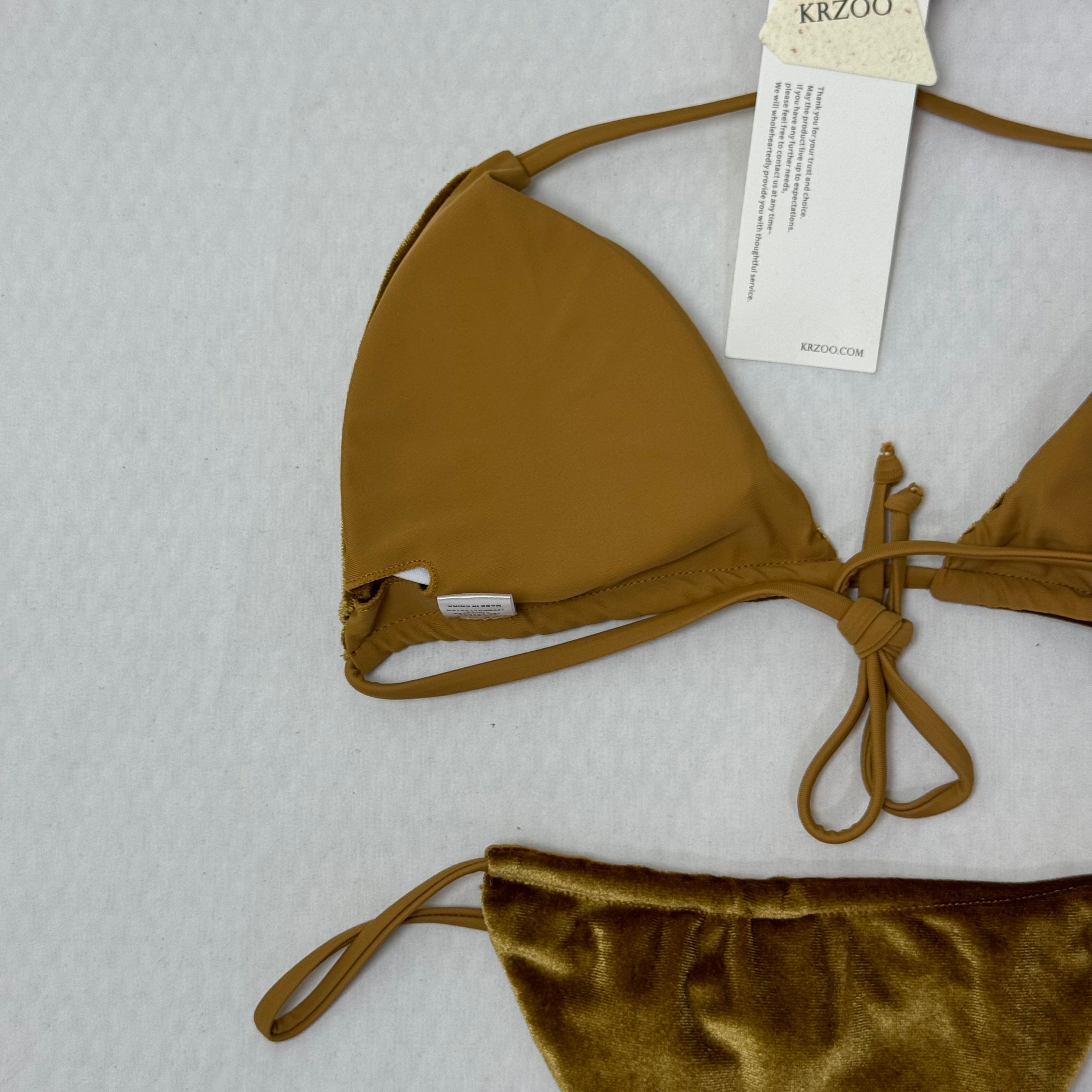 Gold Velvet Three-Piece Split Bikini PinTow