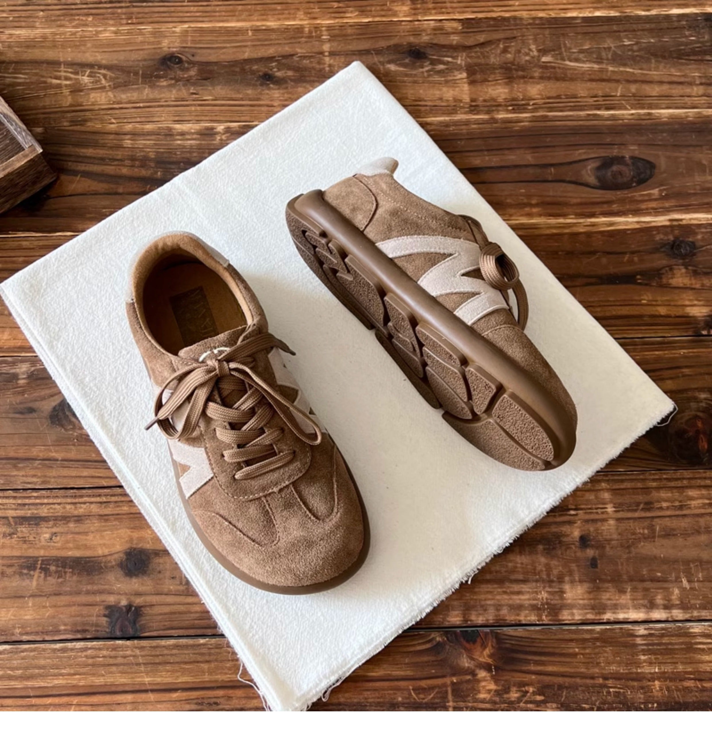 Women Retro Suede Leather Soft Flat Casual Training Shoes Newgew Shoes