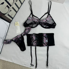 Embroidered netting three-piece set PinTow