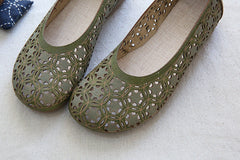 Women Retro Hollow Breathable Soft Summer Flats Newgew Shoes