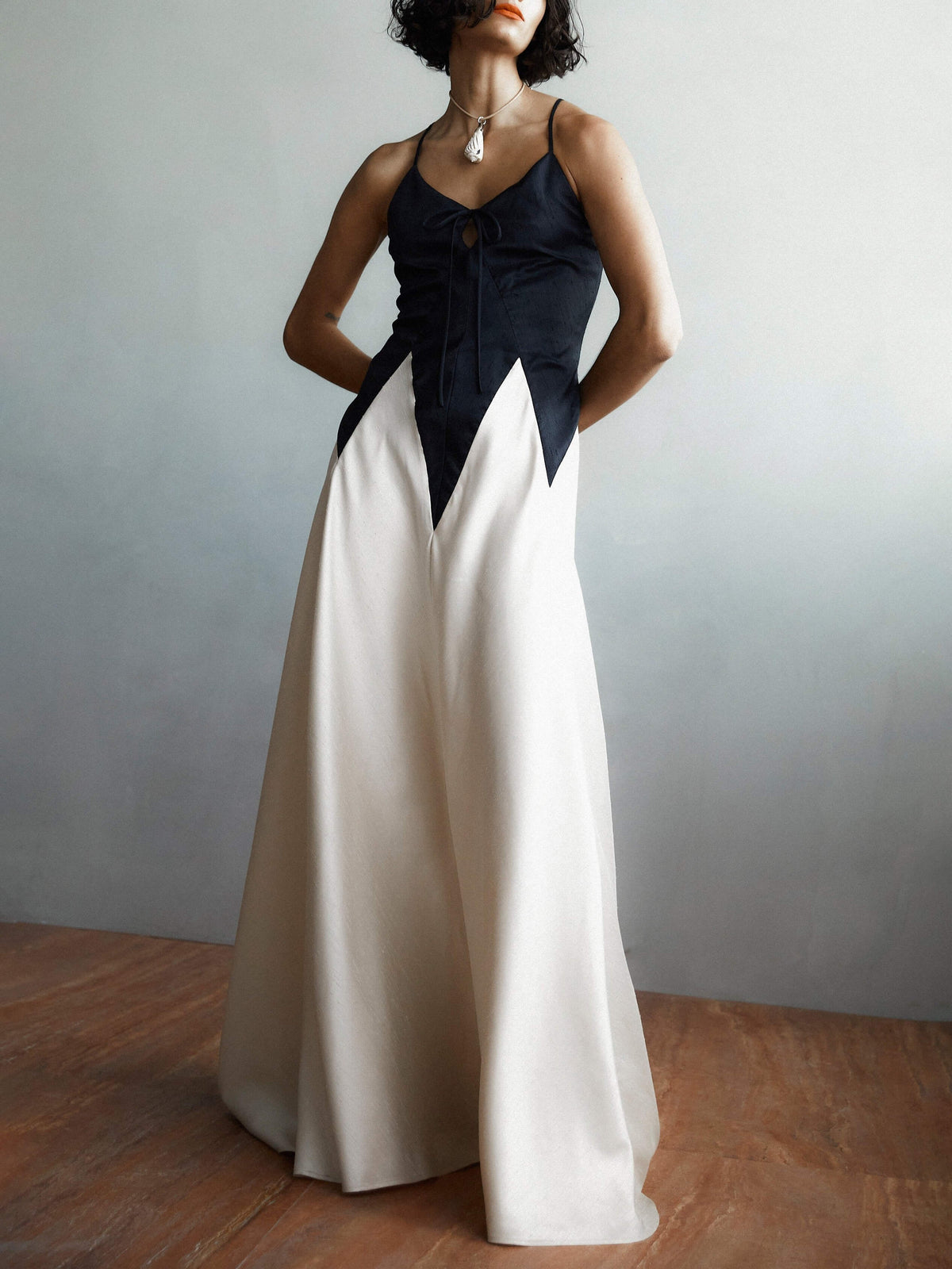 Fashion Contrasting Stitching Slim Suspender Maxi Dress Newgew Dresses