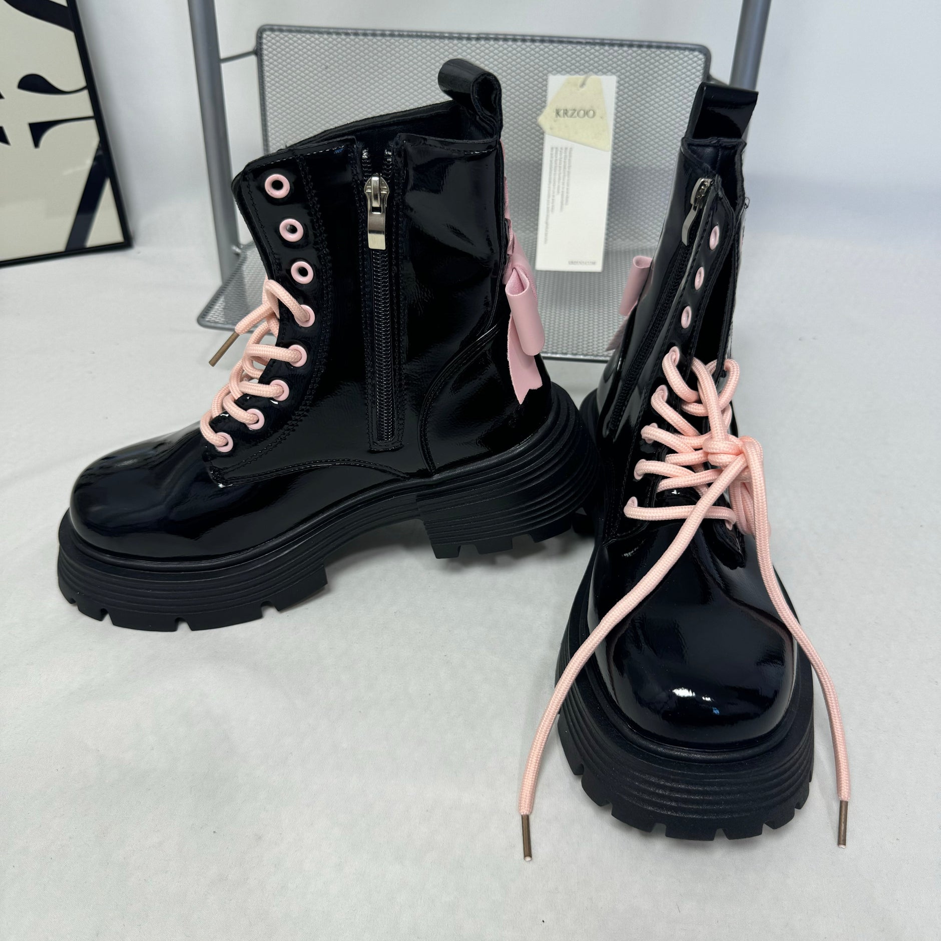 Pink Bow Leather Boots PinTow