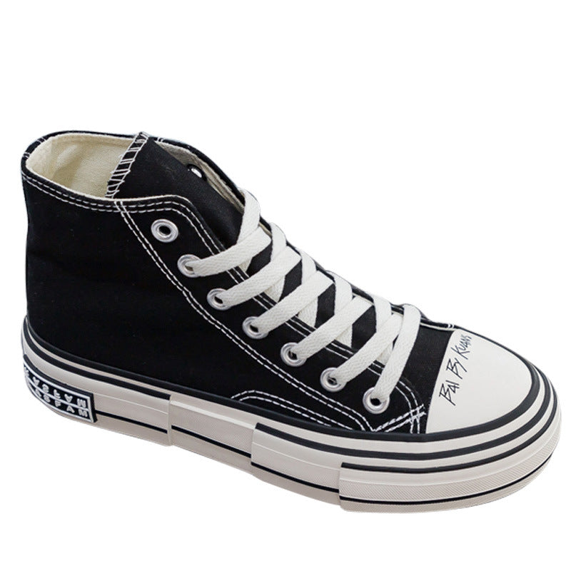 Women's High Top Little Black Korean Style Canvas Shoes Newgew