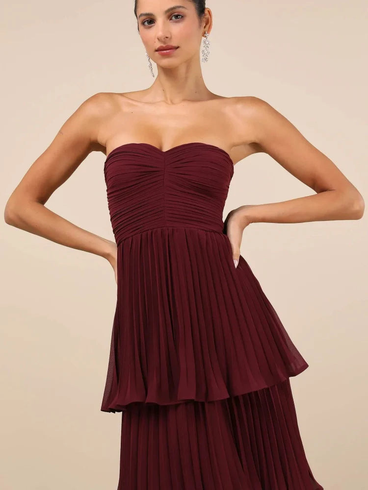 Plum Purple Strapless Tiered Maxi Dress Newgew Dresses