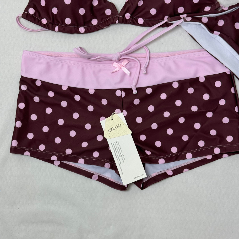 Dot-Pattern Two-Piece Strapless Swimsuit PinTow