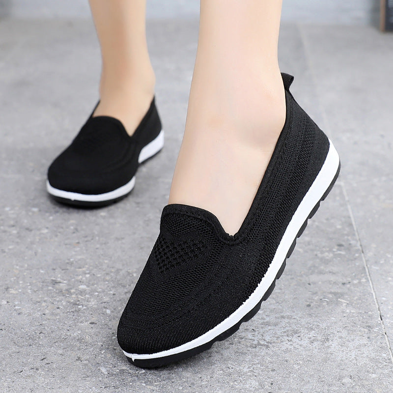 Women's Beijing Cloth Breathable Flat Hollowed Mesh Canvas Shoes Newgew