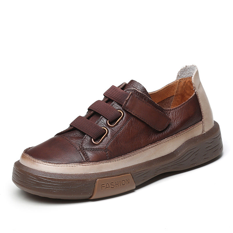 Women Retro Leather Velcro Tape Casual Shoes Newgew Shoes