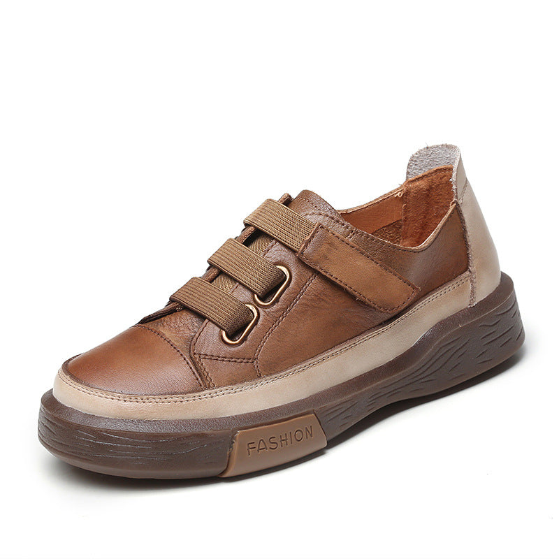 Women Retro Leather Velcro Tape Casual Shoes Newgew Shoes