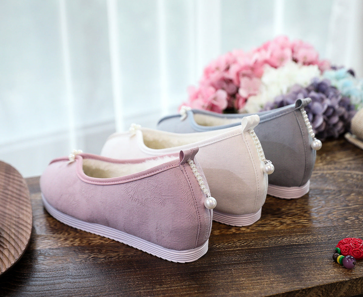 Women's Toe Solid Color Jacquard Cotton Height Canvas Shoes Newgew