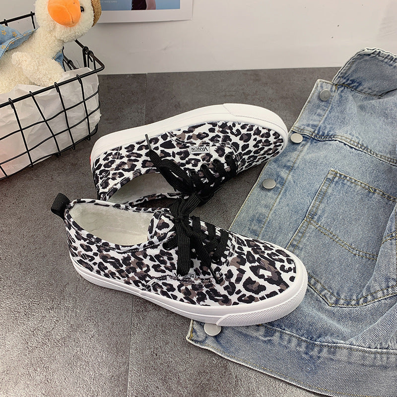 Style Leopard Print With Female Soft Canvas Shoes Newgew