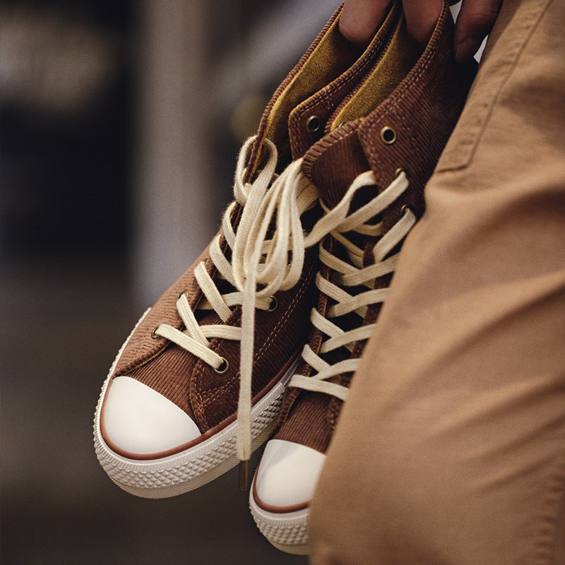 Men Minimalist Fashion Corduroy High Top Casual Shoes Newgew Shoes
