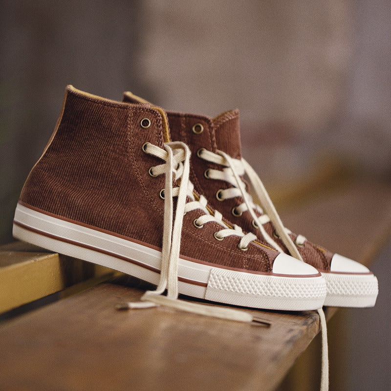Men Minimalist Fashion Corduroy High Top Casual Shoes Newgew Shoes