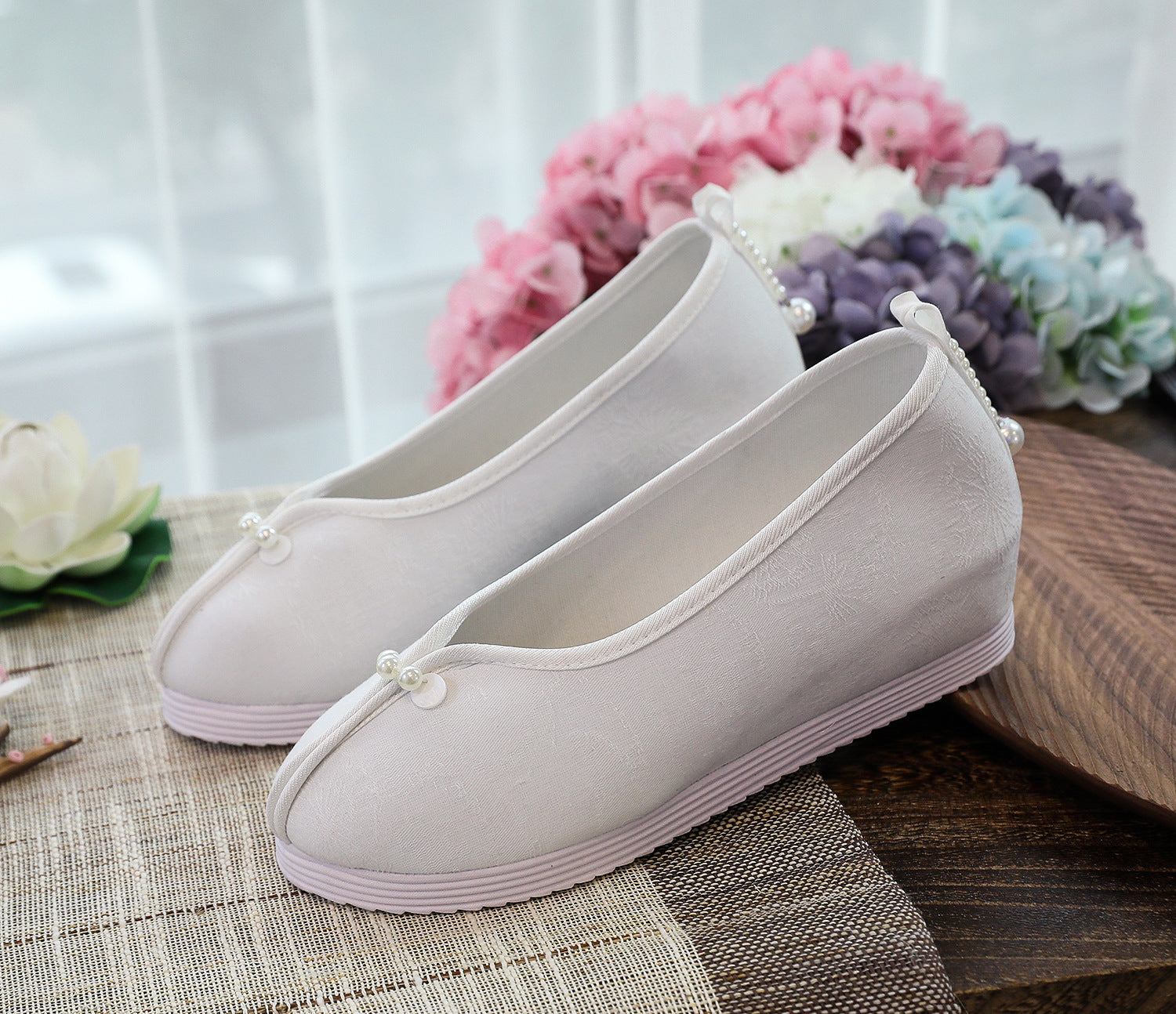 Women's Toe Solid Color Jacquard Cotton Height Canvas Shoes Newgew