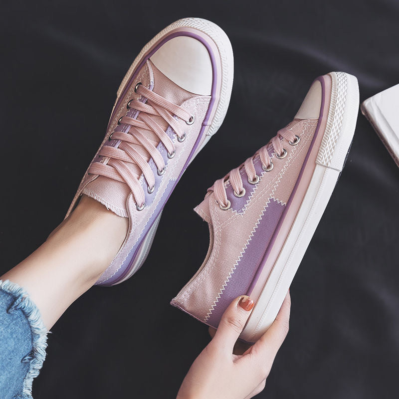 Cool Women's Stitching Front Black Flat Canvas Shoes Newgew