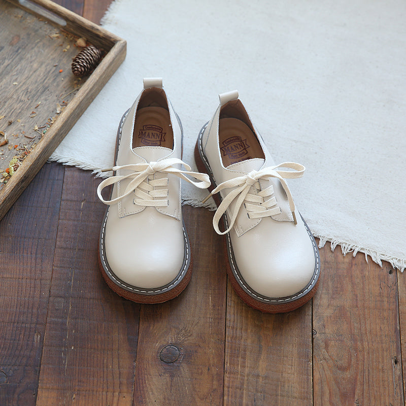 Women Solid Leather Casual Shoes Newgew Shoes