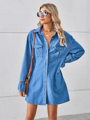 Loose-Fit Washed Denim Dress Newgew Dresses