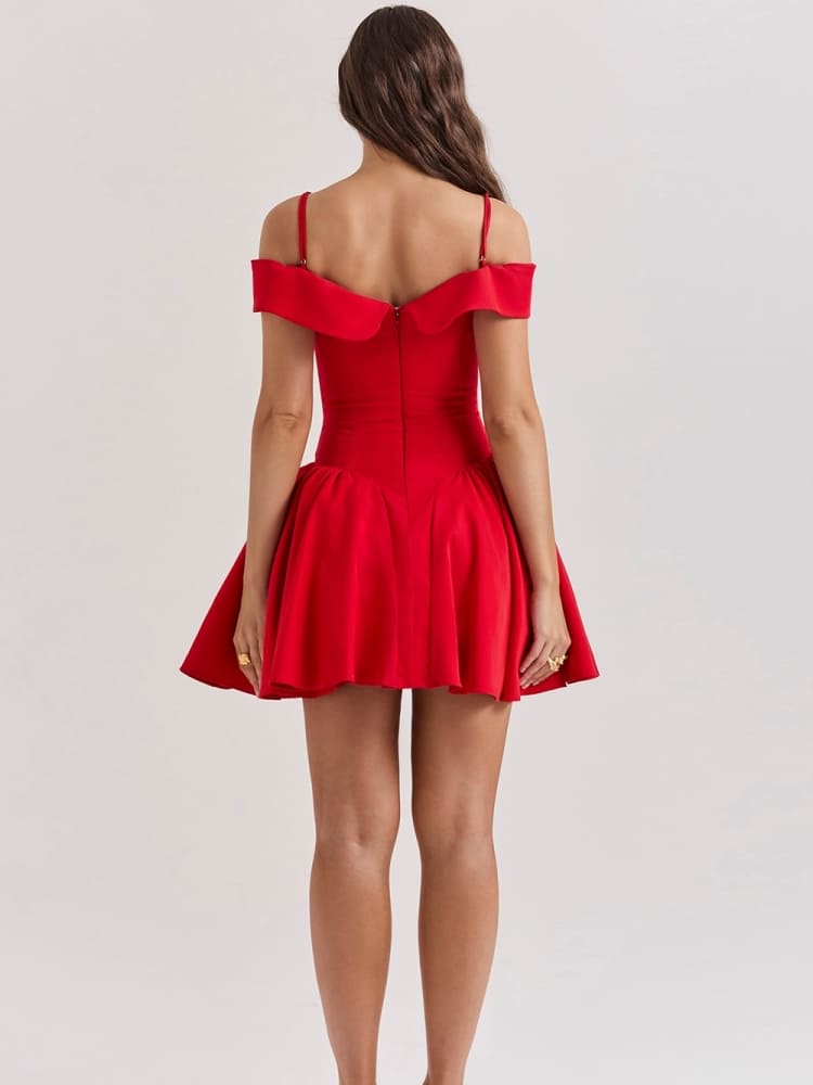 Scarlet Off-Shoulder Spaghetti Strap Mini Dress Newgew Dresses
