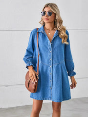 Loose Washed Patchwork Denim Dress Newgew Dresses