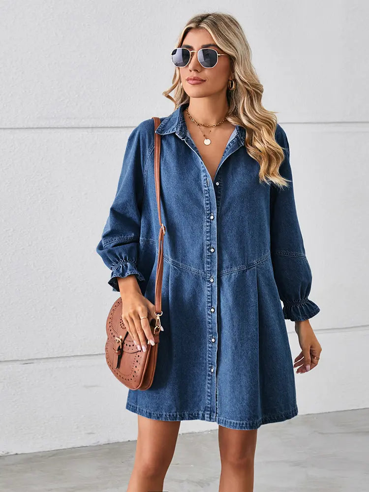 Loose Washed Patchwork Denim Dress Newgew Dresses