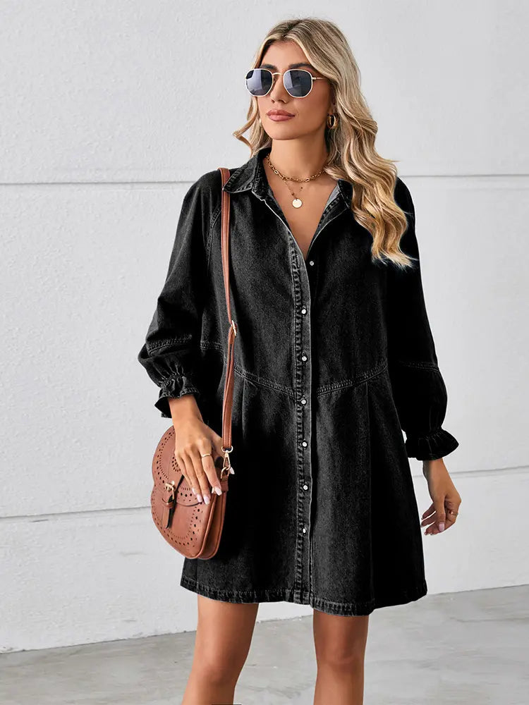 Loose Washed Patchwork Denim Dress Newgew Dresses