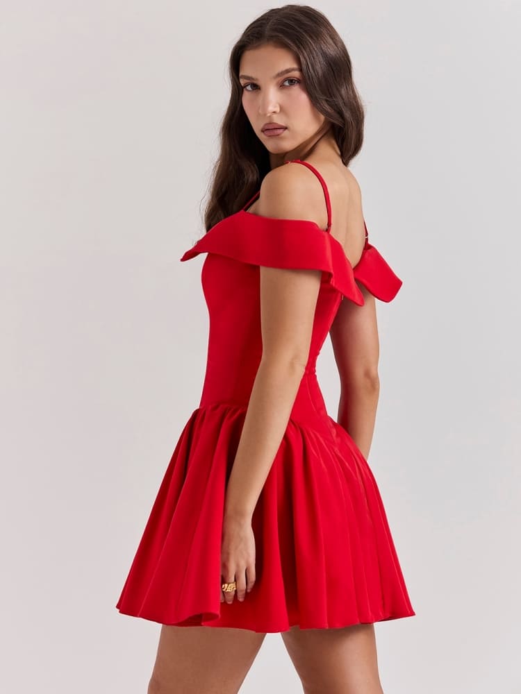 Scarlet Off-Shoulder Spaghetti Strap Mini Dress Newgew Dresses