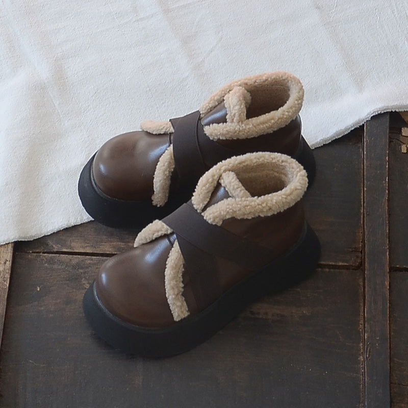 Women Retro Casual Minimalist Furred Boots Newgew Shoes