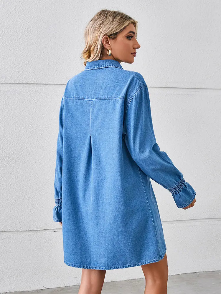 Loose-Fit Washed Denim Dress Newgew Dresses