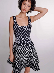 Mona Abstract Print Square Neck Mini Knit Dress Newgew Dresses