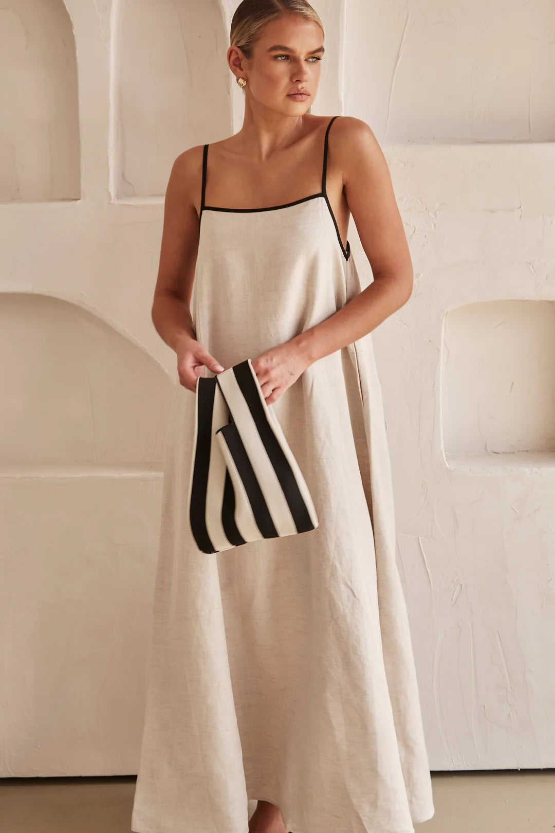 Contrast Linen Maxi Dress Newgew Dresses