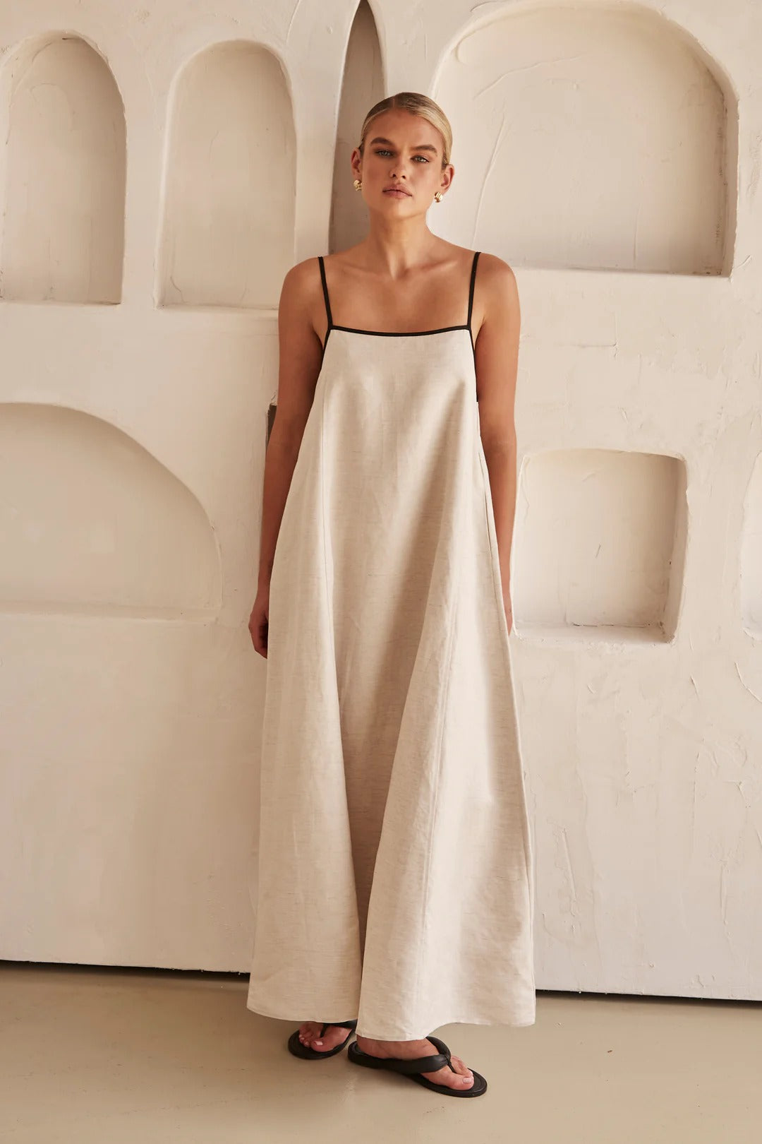 Contrast Linen Maxi Dress Newgew Dresses