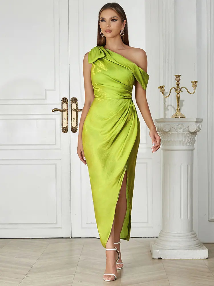 Asymmetric Shoulder Long Evening Dress Newgew Dresses