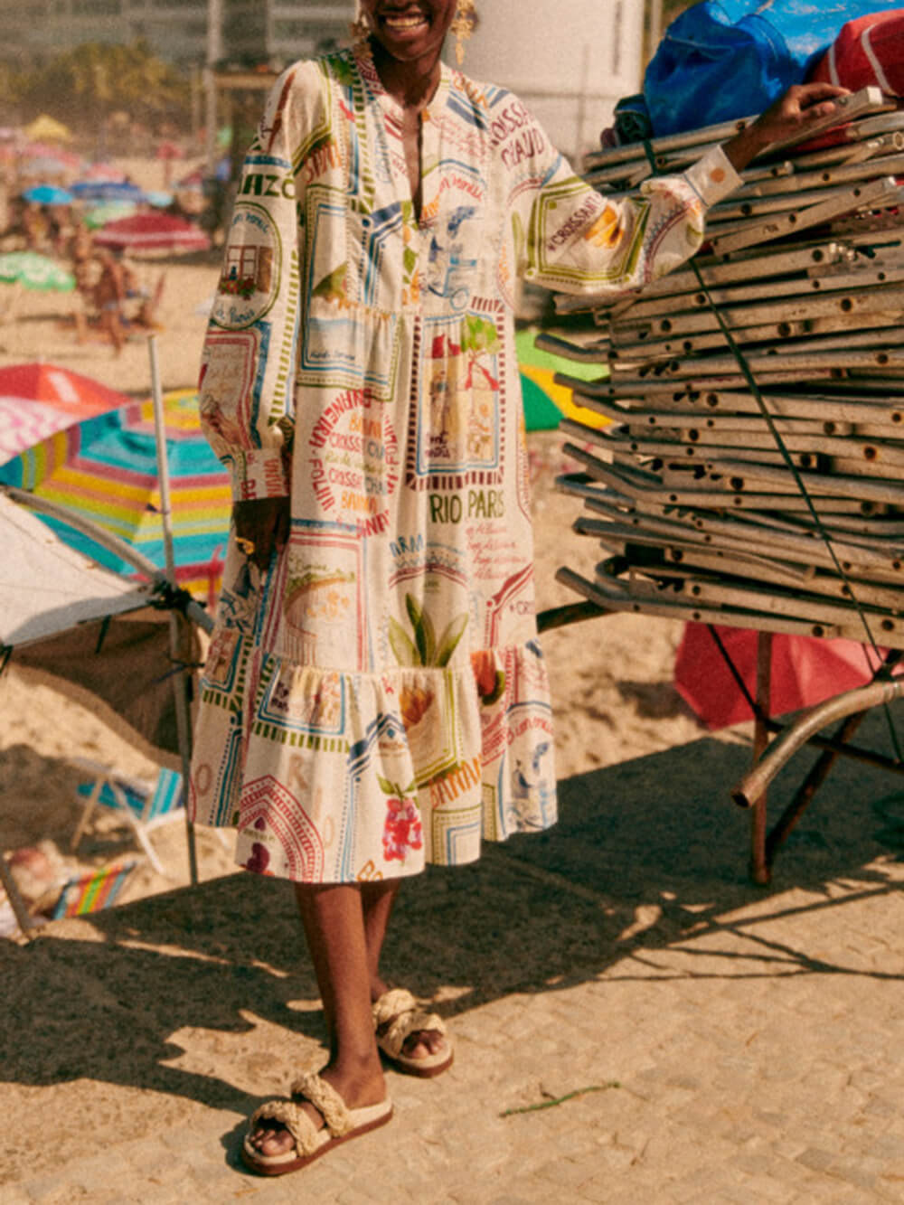 Printed Cotton And Linen Dress Newgew Dresses