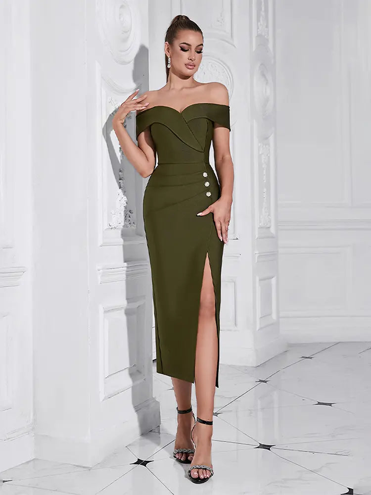 Strapless Slit Bandage Evening Dress Newgew Dresses