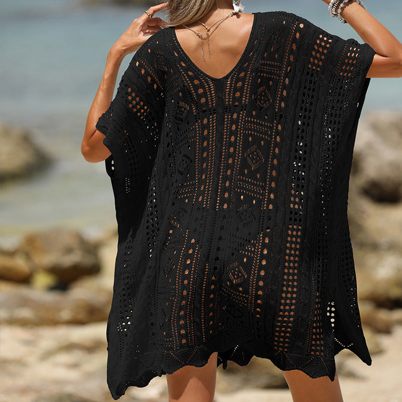Cutout Texture Sun Protection Beach Cover-Up Clothes Newgew Dresses