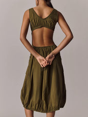 Daily Practice Fastpack Bubble-Hem Midi Dress Newgew Dresses