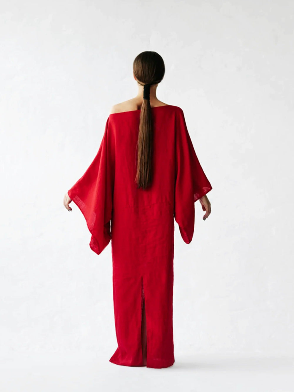Crimson Linen Breeze Kimono Dress Newgew Dresses