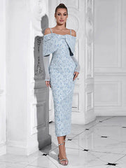 Elegant One-Shoulder Floral Mesh Dress Newgew Dresses