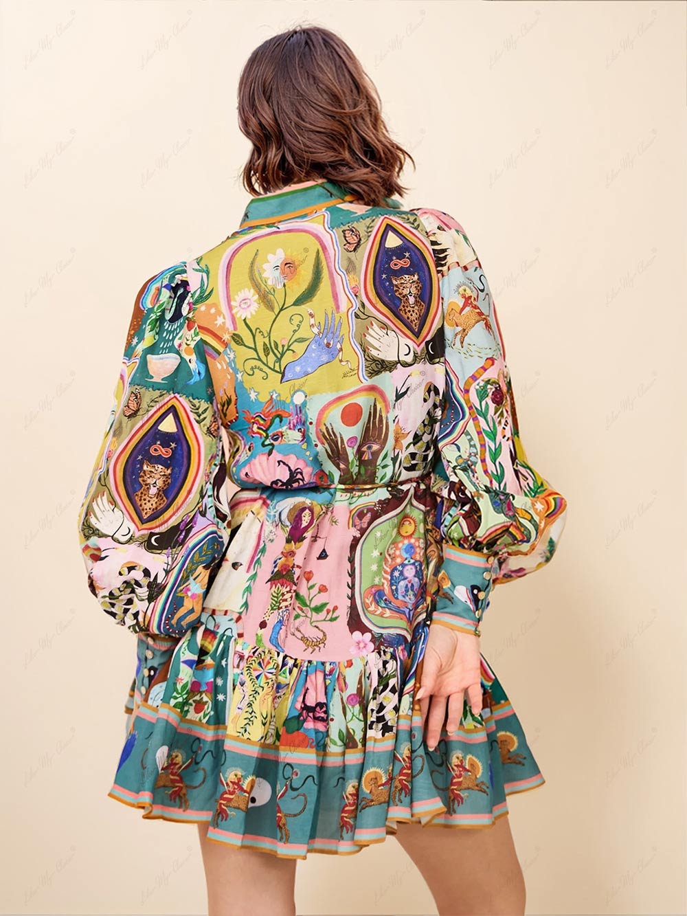 Casual Graffiti Evergreen Printing Mini Dress Newgew Dresses