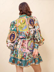 Casual Graffiti Evergreen Printing Mini Dress Newgew Dresses