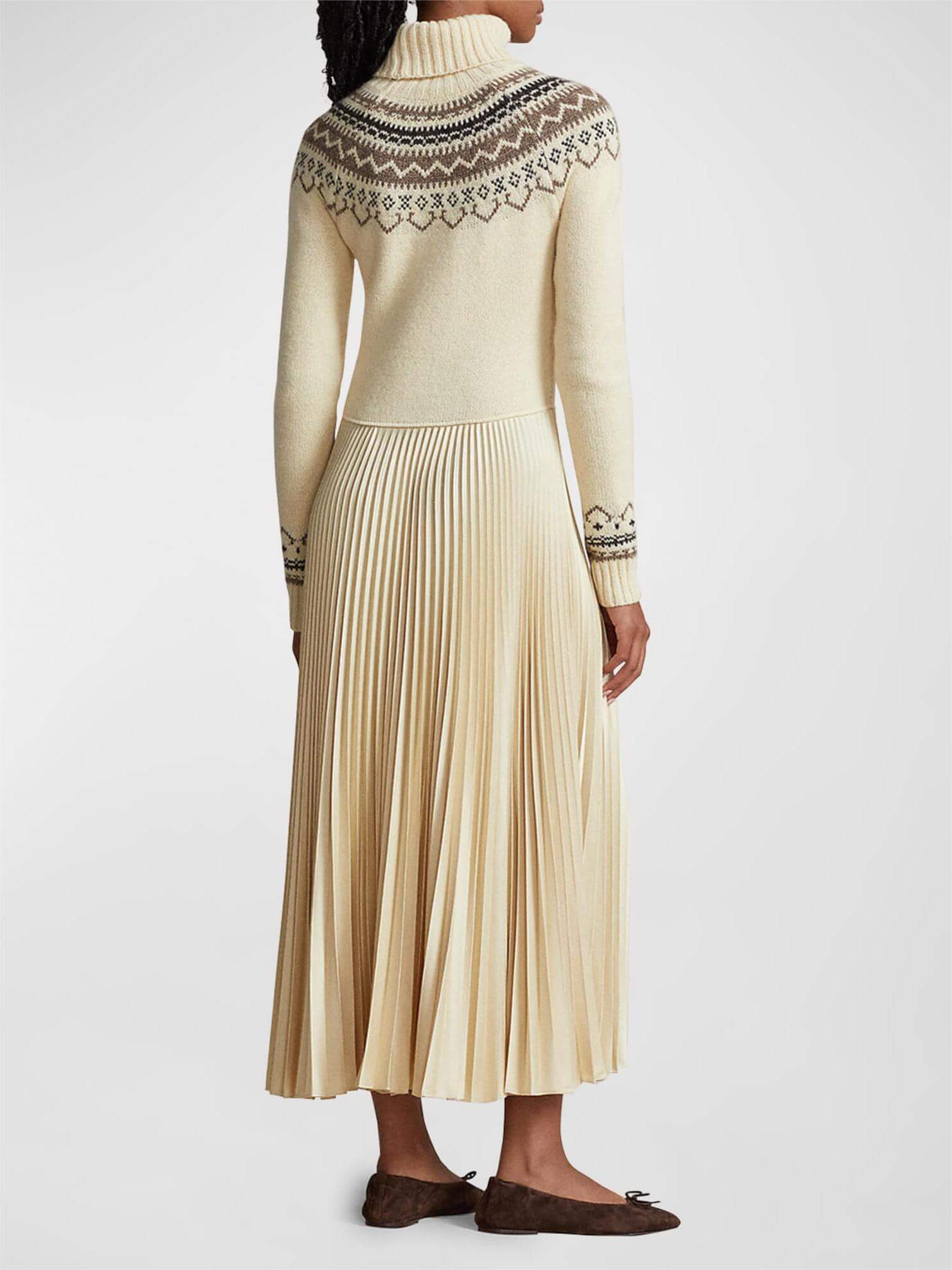 Hybrid Sweater-Pleated Turtleneck Dress Newgew Dresses