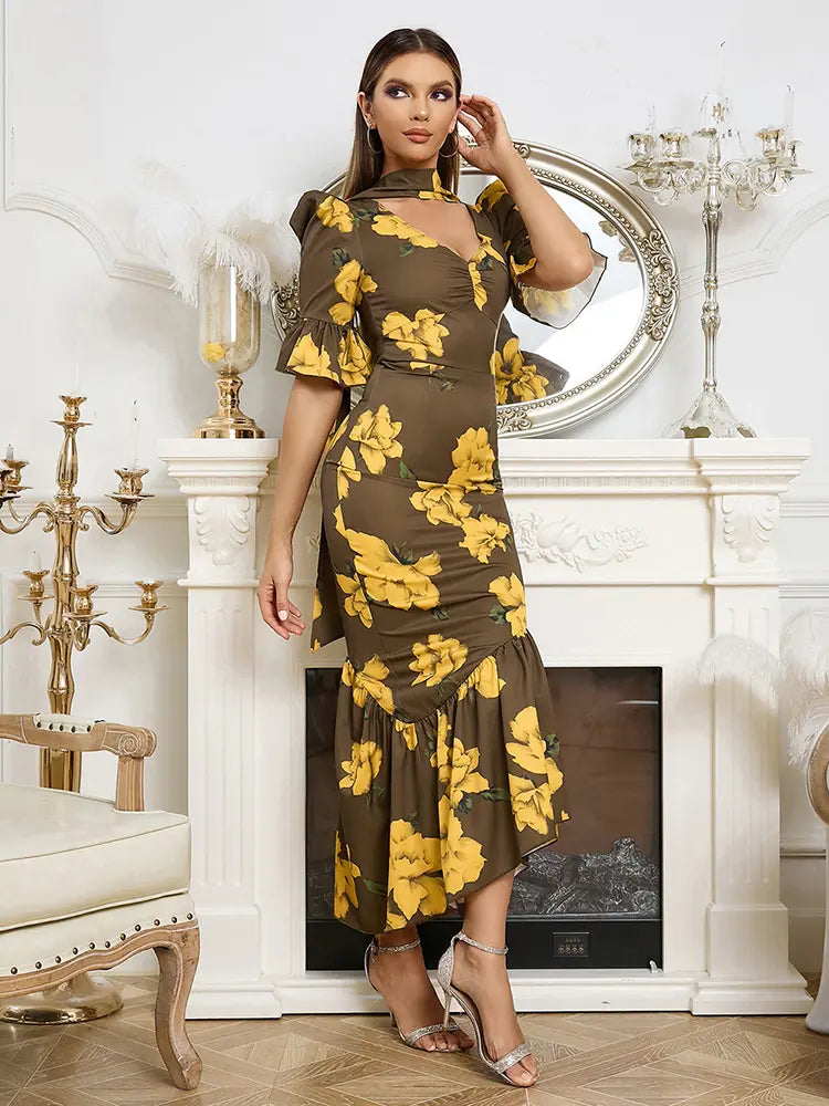 Vintage Puff Sleeve Slim Dress Newgew Dresses