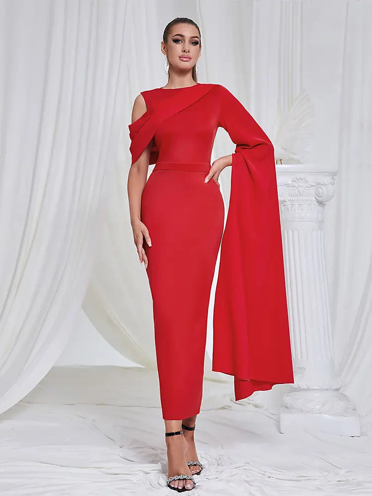 Asymmetrical Shoulder Slit Evening Dress Newgew Dresses