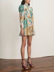Hand-Painted Printed Mini Dress Newgew Dresses