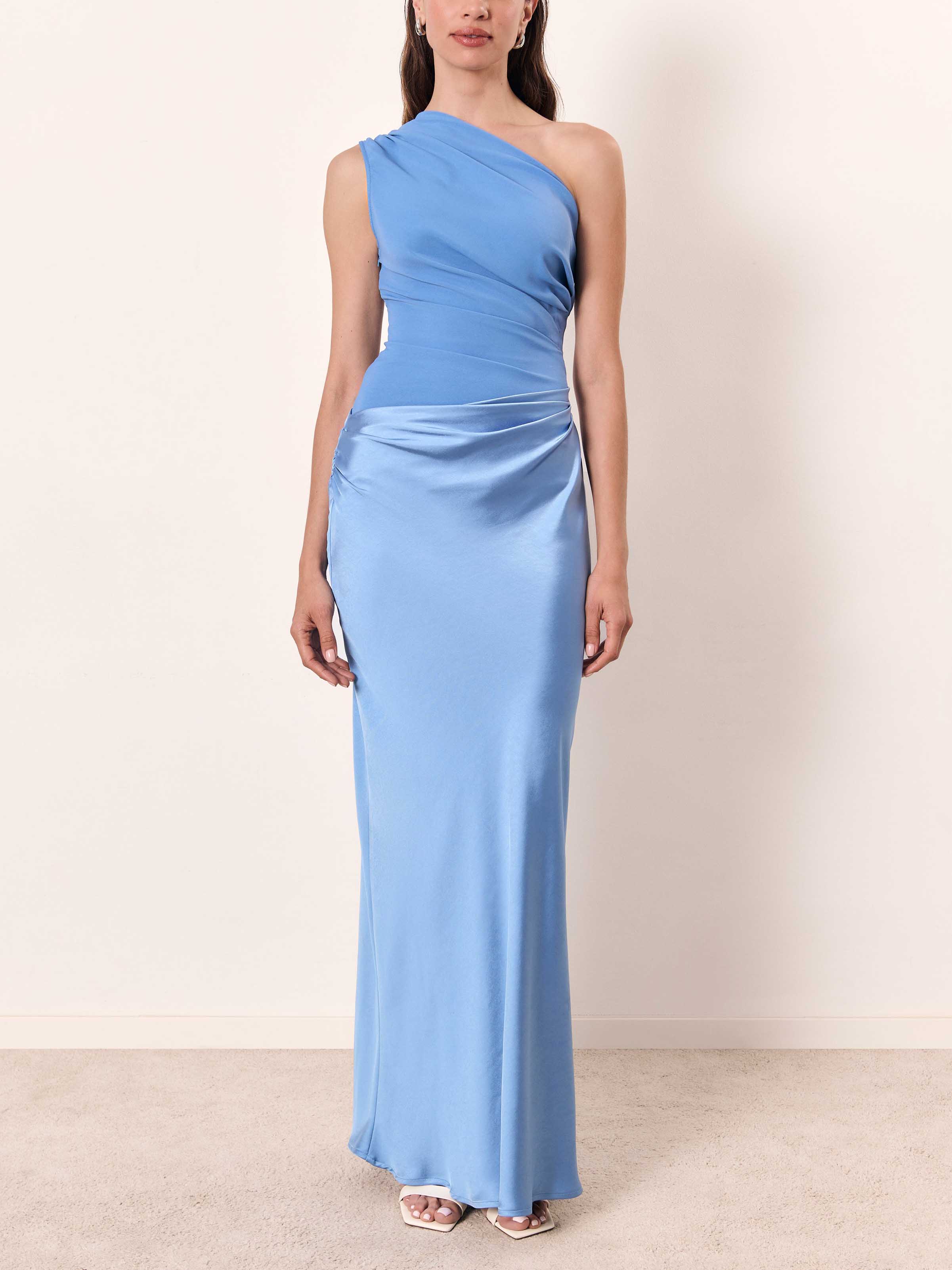 Elegant One Shoulder Neck Pleated Party Maxi Dress Newgew Dresses