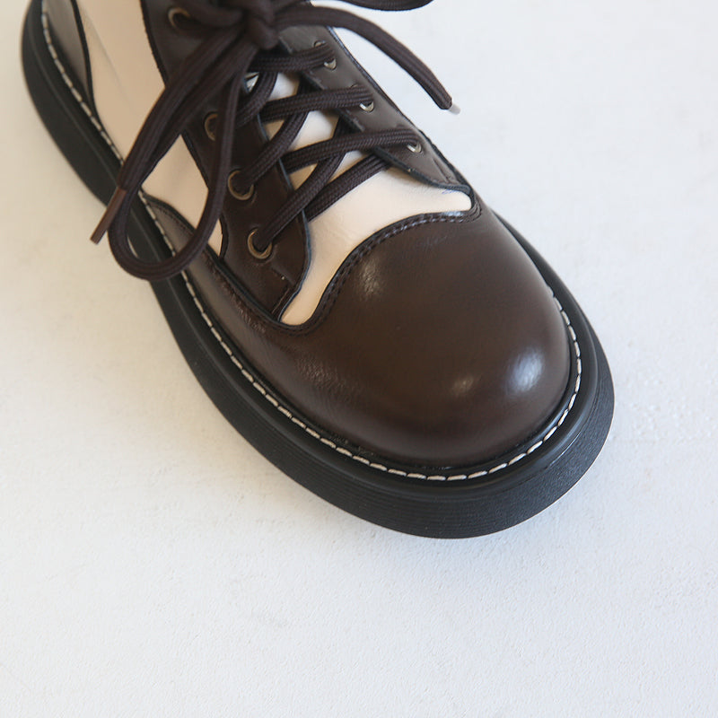 Women Retro Color Matching Patchwork Boots Newgew Shoes