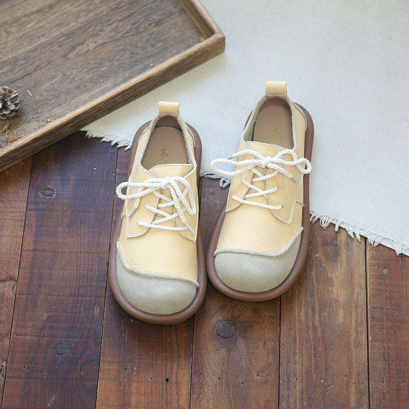 Women Patchwork Leather Flat Casual Shoes Newgew Shoes