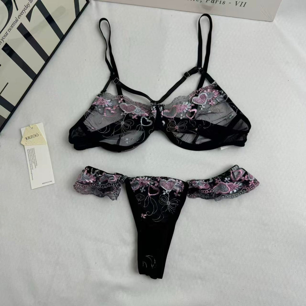Embroidered netting three-piece set PinTow
